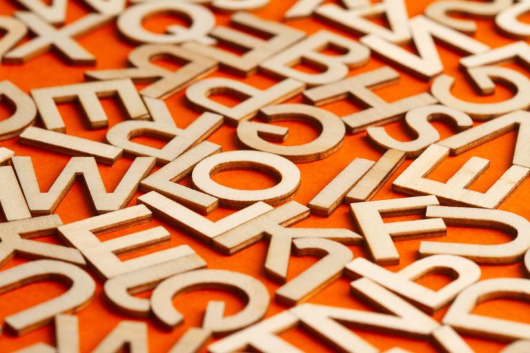 random letter on orange background